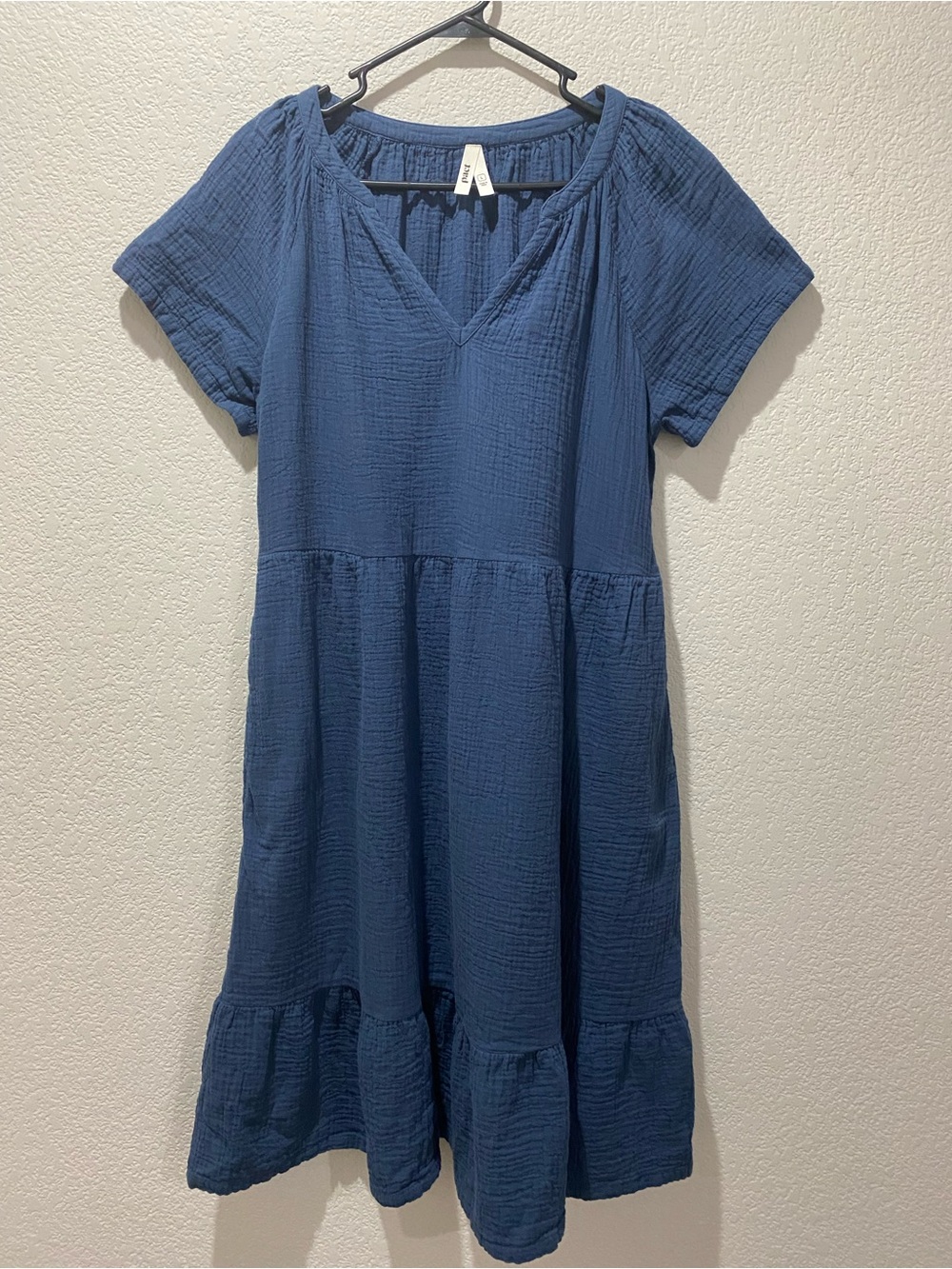 Pact Organic Cotton Coastal Double Gauze Breezy Dress French Navy size L - Picture 4 of 14